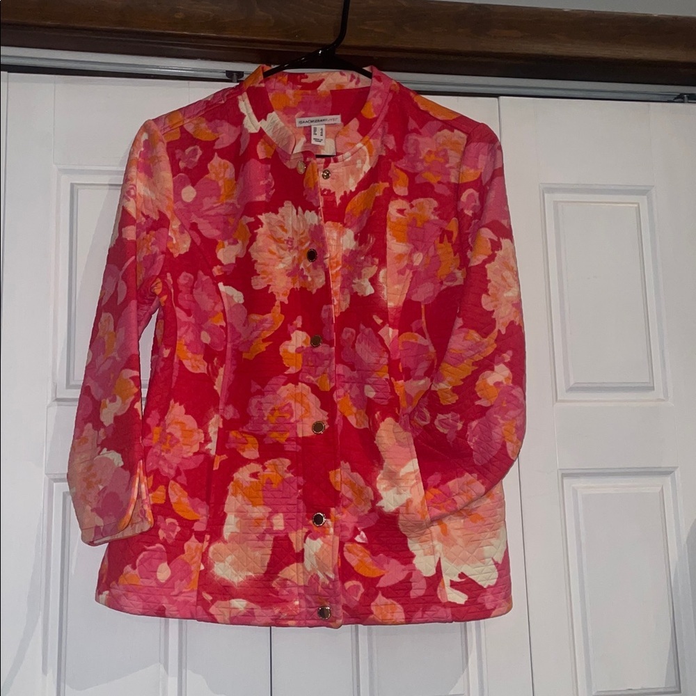 Isaac Mizrahi Pink and Orange Floral Jacket